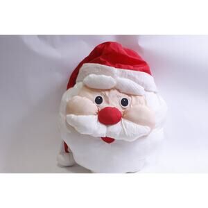 Santa Claus Face, Decorative Pillow, Puffalump Style, Christmas, Holidays,